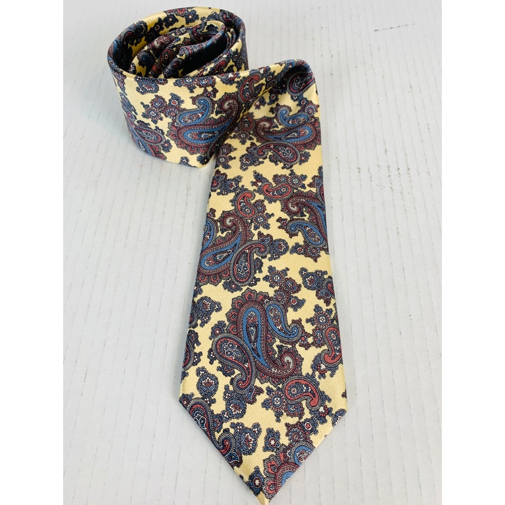 Christian Dior Tie Mens OS Cream Paisley Silk Vintage Designer Luxury Necktie